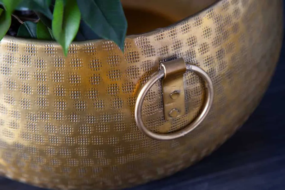 Riess-Ambiente Goldene Möbel|Vasen > Handgefertigte Schalen 2er Set ORIENT gold Blumentopf im Hammerschlagdesign