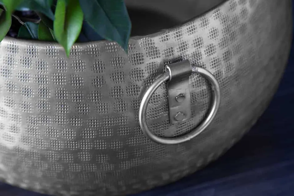 Riess-Ambiente Vasen|Schalen > Handgefertigte Schalen 2er Set ORIENT silber Blumentopf im Hammerschlagdesign