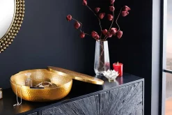 Riess-Ambiente Goldene Möbel|Schalen > Handgefertigte Schale ORIENT 40cm gold Metall rund mit Deckel Schmuck-Dose