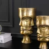 Riess-Ambiente Dekoration|Goldene Möbel > Handgefertigtes 2er Set Vasen FACE 40cm messing antik Metall Blumentöpfe
