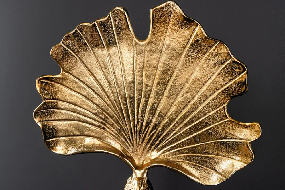 Riess-Ambiente Dekoration > Handgefertigte Servierplatte WILDLIFE PEACOCK 40cm gold Metall Pfauen-Skulptur
