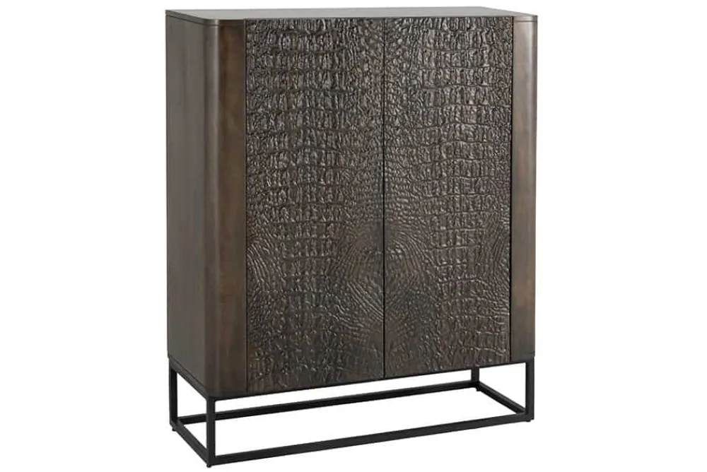 Riess-Ambiente Mehr...|Massivholzschränke > Handgefertigtes Highboard CROCO 120cm braun Mangoholz massiv 3D-Design