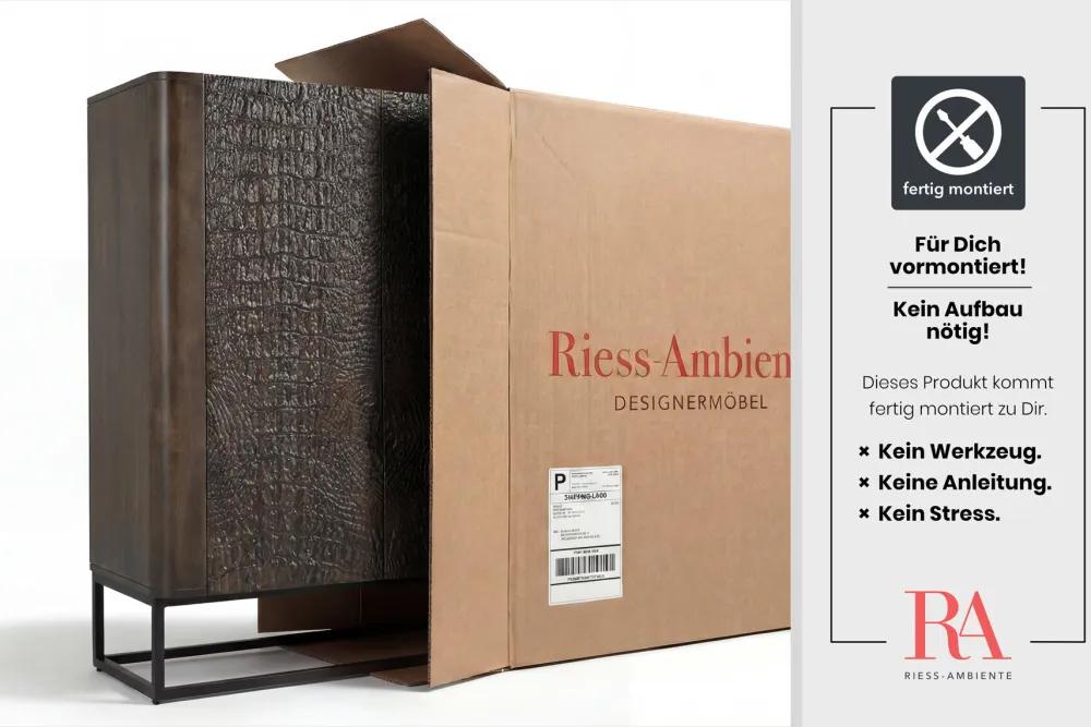 Riess-Ambiente Mehr...|Massivholzschränke > Handgefertigtes Highboard CROCO 120cm braun Mangoholz massiv 3D-Design