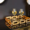 Riess-Ambiente Etageren & Tabletts > Handgefertigtes Tablett VARIATION 40cm schwarz gold Metall Aluminium Glas