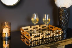 Riess-Ambiente Etageren & Tabletts > Handgefertigtes Tablett VARIATION 40cm schwarz gold Metall Aluminium Glas