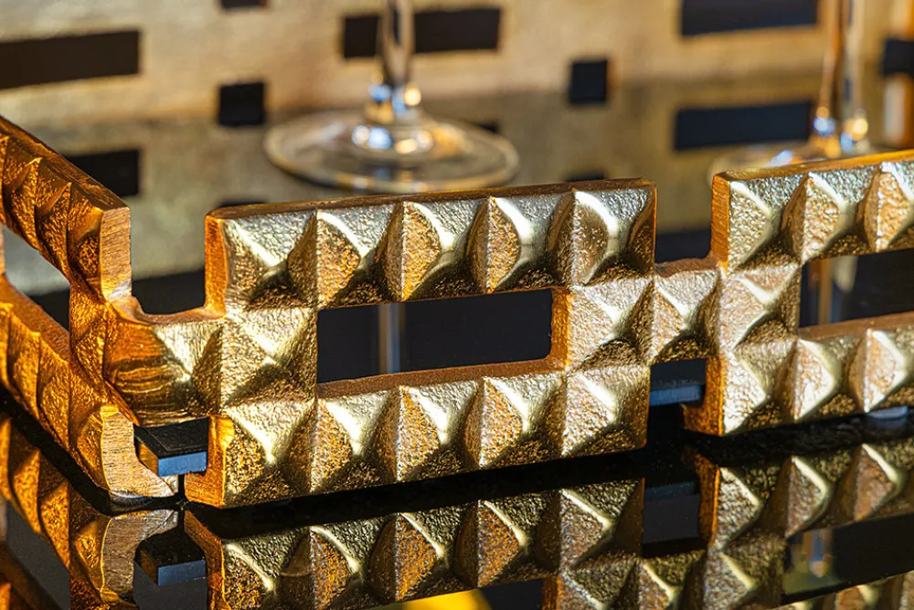 Riess-Ambiente Etageren & Tabletts > Handgefertigtes Tablett VARIATION 40cm schwarz gold Metall Aluminium Glas