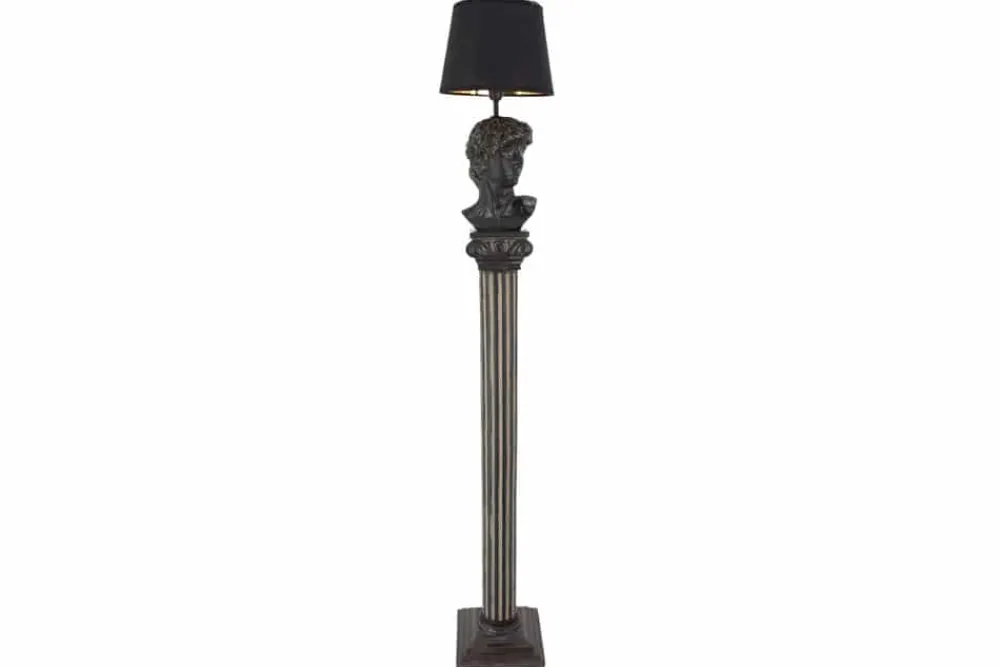 Riess-Ambiente Stehleuchten > Handgefertigte Stehlampe DAVID 120cm schwarz mit Büste Stoffschirm