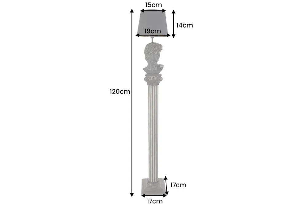 Riess-Ambiente Stehleuchten > Handgefertigte Stehlampe DAVID 120cm schwarz mit Büste Stoffschirm