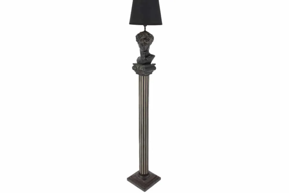 Riess-Ambiente Stehleuchten > Handgefertigte Stehlampe DAVID 120cm schwarz mit Büste Stoffschirm
