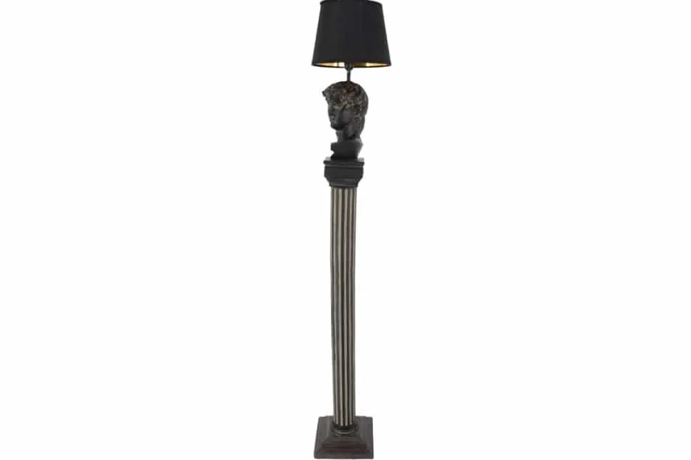 Riess-Ambiente Stehleuchten > Handgefertigte Stehlampe DAVID 120cm schwarz mit Büste Stoffschirm