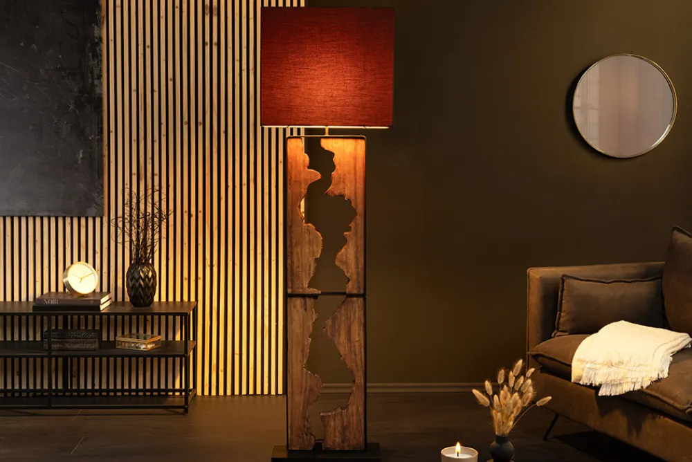 Riess-Ambiente Stehleuchten > Handgefertigte Stehlampe DESIGNED BY NATURE 165cm natur schwarz Regenbaumholz