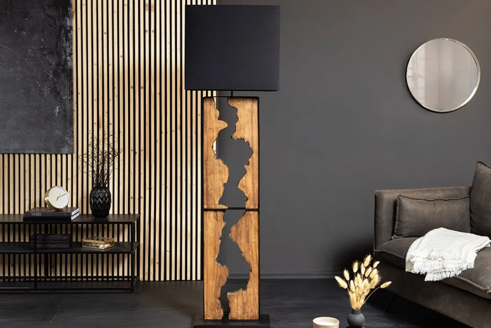 Riess-Ambiente Stehleuchten > Handgefertigte Stehlampe DESIGNED BY NATURE 165cm natur schwarz Regenbaumholz