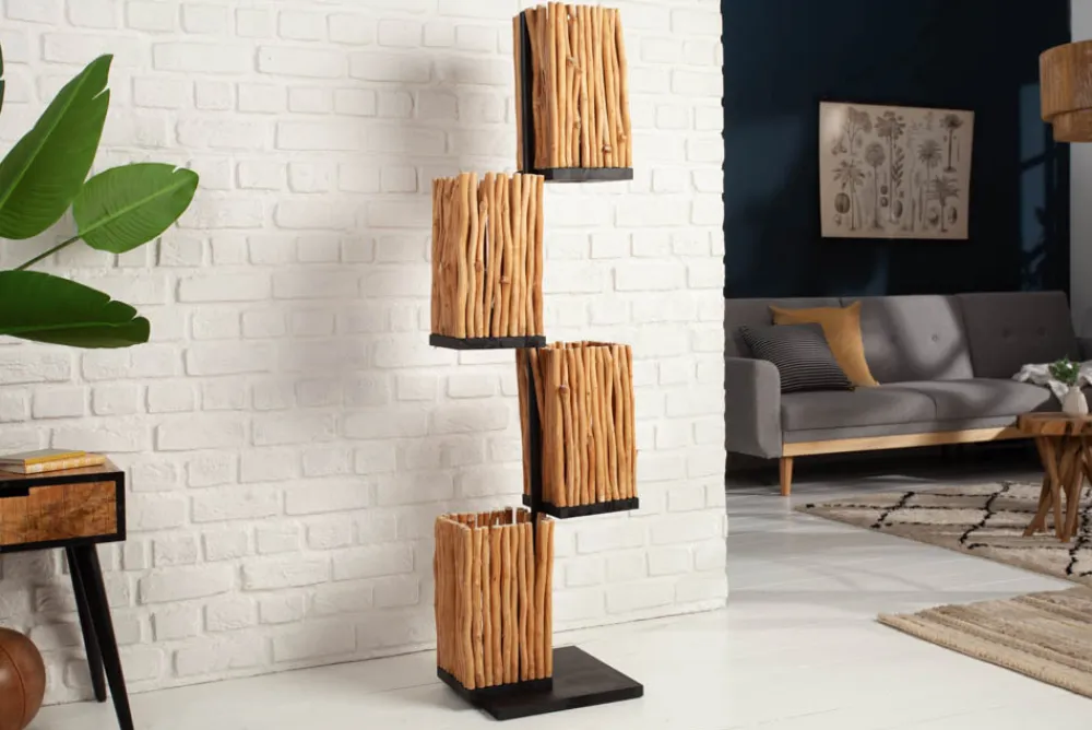 Riess-Ambiente Mehr...|Mehr... > Handgefertigte Stehlampe EUPHORIA 154cm Longan-Holz mit vier Schirmen