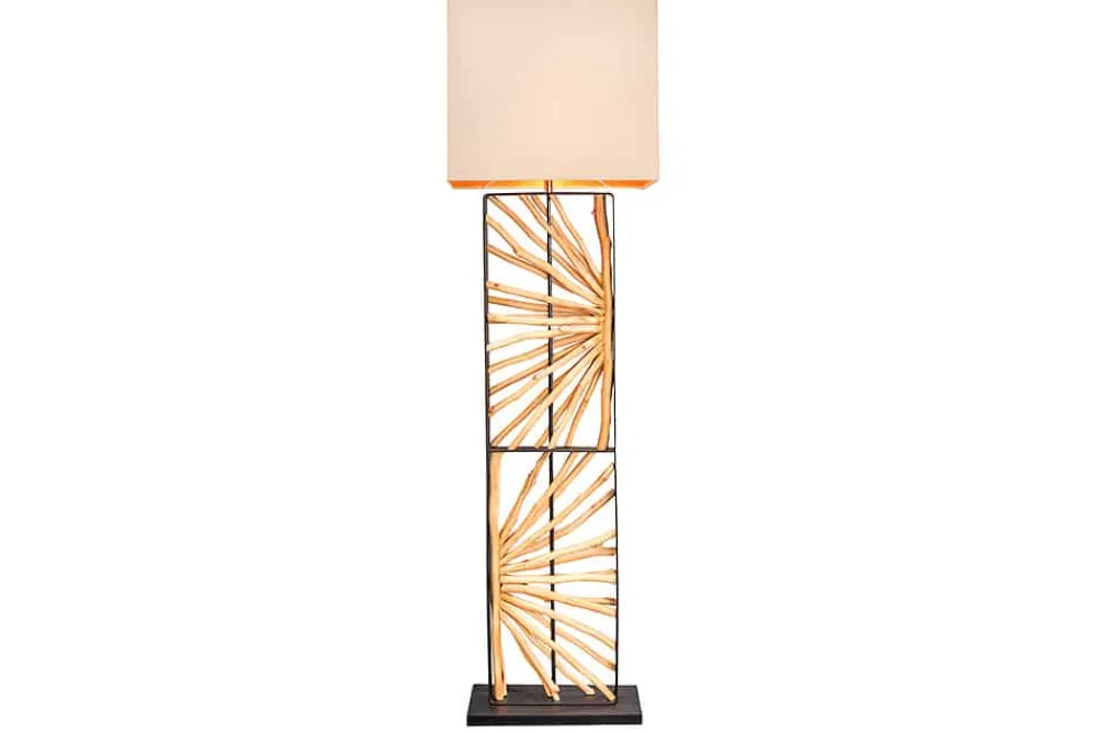Riess-Ambiente Stehleuchten > Handgefertigte Stehlampe EUPHORIA 165cm natur Longanholz beige mit Lampenschirm