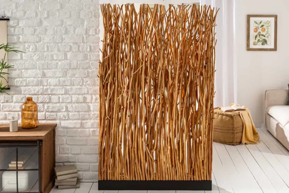 Riess-Ambiente Mehr...|Mehr... > Handgefertigte Stehlampe NATURAL PARAVENT 180cm Longan-Holz Raumtrenner