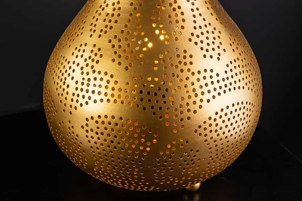 Riess-Ambiente Goldene Möbel|Stehleuchten > Handgefertigte Stehlampe ORIENT LIVING 50cm gold Eisen Tropfenform