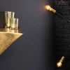 Riess-Ambiente Wandregale|Goldene Möbel > Handgefertigtes Wandregal PYRAMID 40cm gold antik Metall Hammerschlag Design