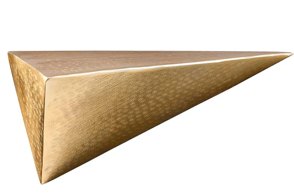 Riess-Ambiente Wandregale|Goldene Möbel > Handgefertigtes Wandregal PYRAMID 40cm gold antik Metall Hammerschlag Design