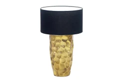 Riess-Ambiente Goldene Möbel|Tischlampen > Handgefertigte Tischlampe AURELIA 55cm gold schwarz Hammerschlag-Design mit Stoffschirm