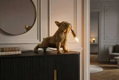 Riess-Ambiente Tischlampen > Handgefertigte Tischlampe BULLDOG 35cm gold Hunde-Skulptur