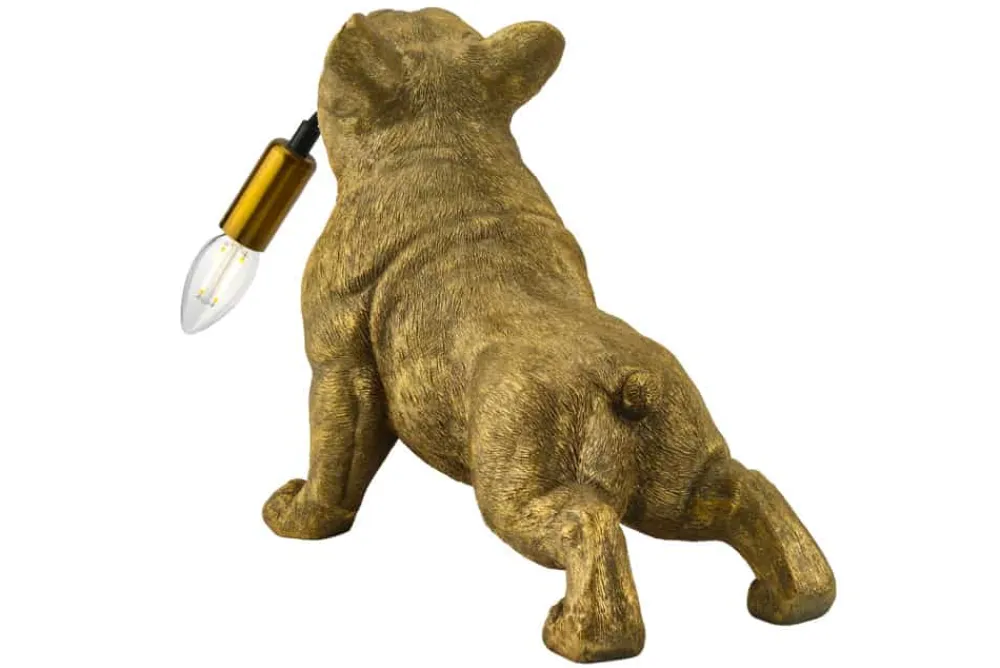 Riess-Ambiente Tischlampen > Handgefertigte Tischlampe BULLDOG 35cm gold Hunde-Skulptur