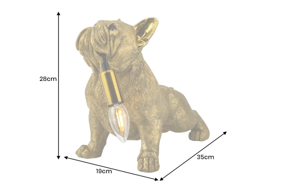 Riess-Ambiente Tischlampen > Handgefertigte Tischlampe BULLDOG 35cm gold Hunde-Skulptur