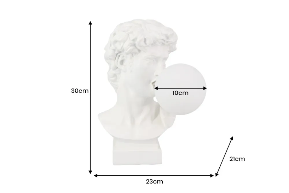 Riess-Ambiente Tischlampen > Handgefertigte Tischlampe DAVID 30cm weiß Büste mit Lampenkugel
