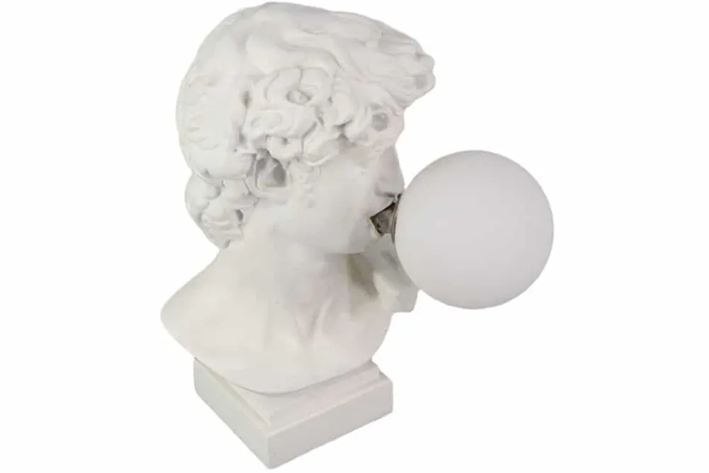 Riess-Ambiente Tischlampen > Handgefertigte Tischlampe DAVID 30cm weiß Büste mit Lampenkugel