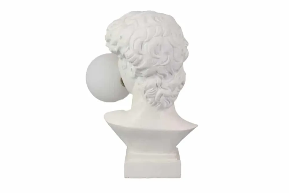 Riess-Ambiente Tischlampen > Handgefertigte Tischlampe DAVID 30cm weiß Büste mit Lampenkugel