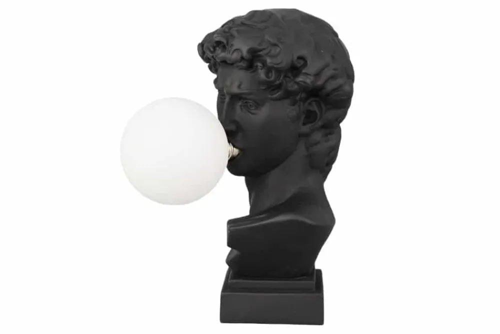 Riess-Ambiente Tischlampen > Handgefertigte Tischlampe DAVID 30cm schwarz Büste mit weißer Lampenkugel