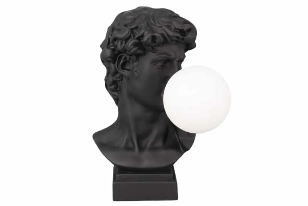 Riess-Ambiente Tischlampen > Handgefertigte Tischlampe DAVID 30cm schwarz Büste mit weißer Lampenkugel