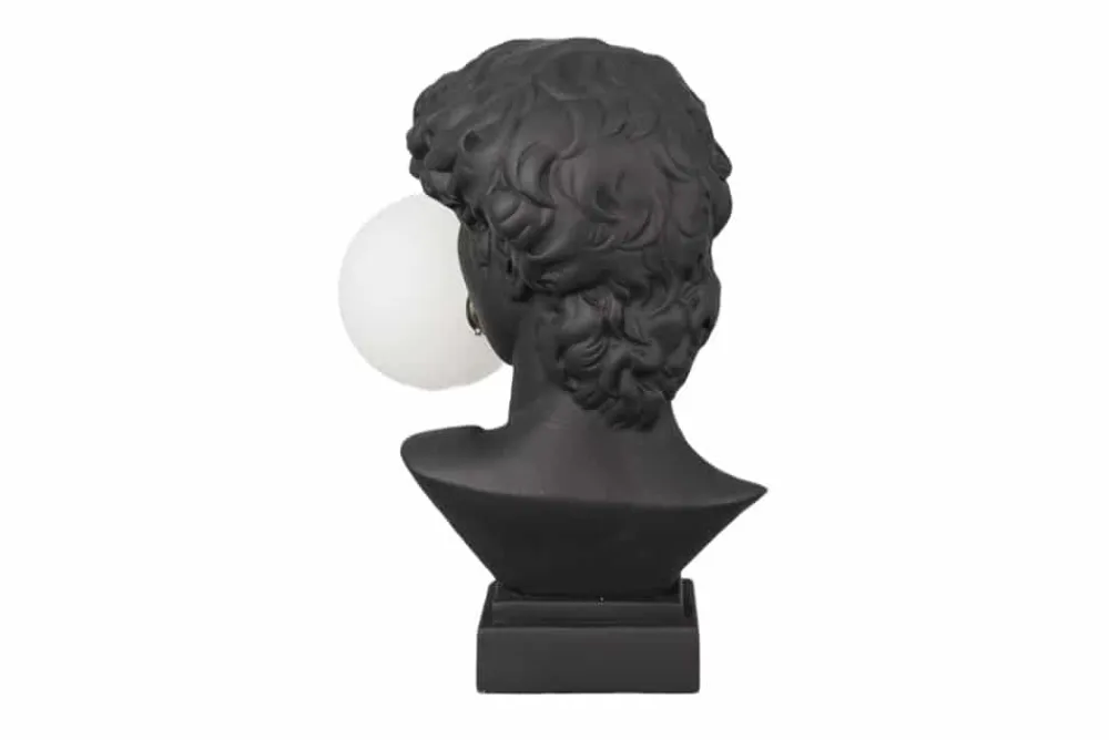Riess-Ambiente Tischlampen > Handgefertigte Tischlampe DAVID 30cm schwarz Büste mit weißer Lampenkugel