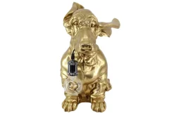 Riess-Ambiente Tischlampen > Handgefertigte Tischlampe DACKEL 70cm gold Hunde-Skulptur