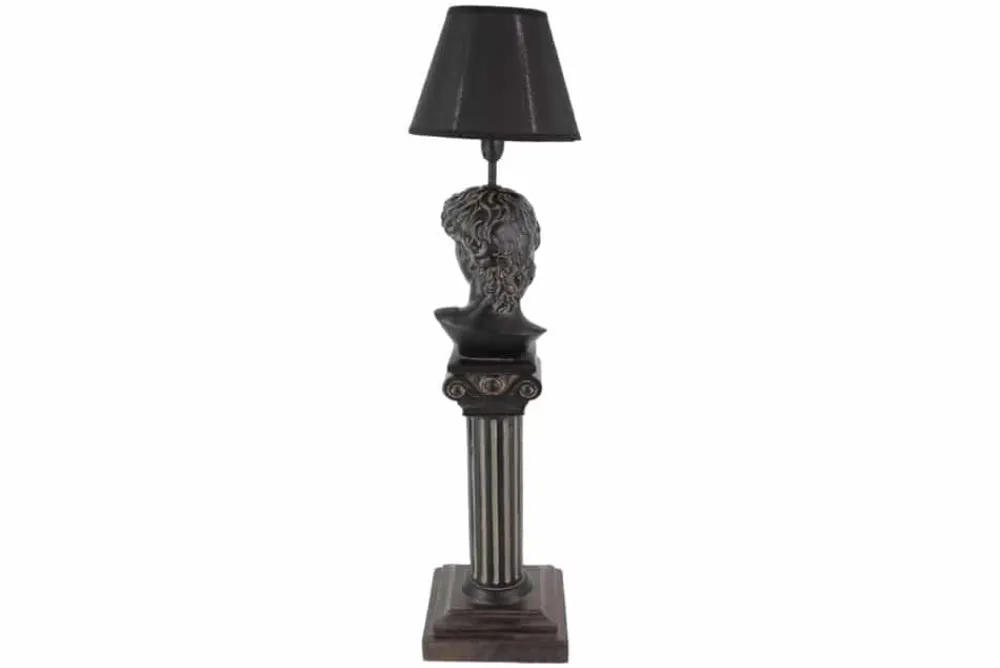 Riess-Ambiente Tischlampen > Handgefertigte Tischlampe DAVID 70cm schwarz mit Büste Stoffschirm