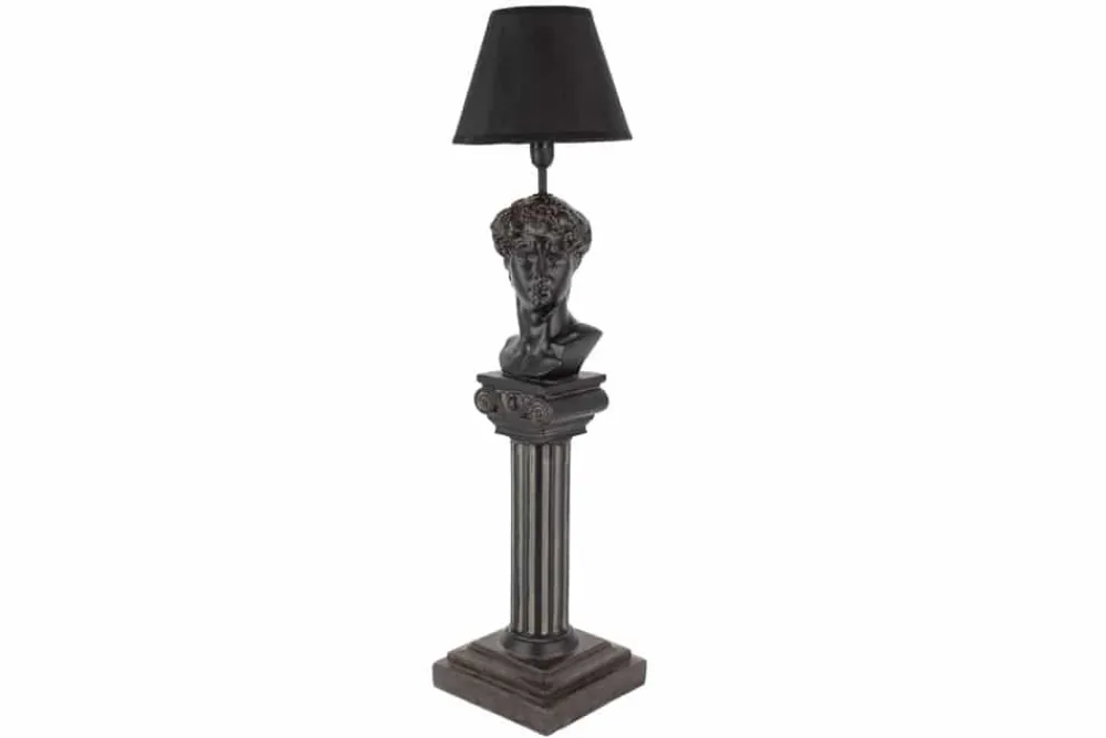 Riess-Ambiente Tischlampen > Handgefertigte Tischlampe DAVID 70cm schwarz mit Büste Stoffschirm