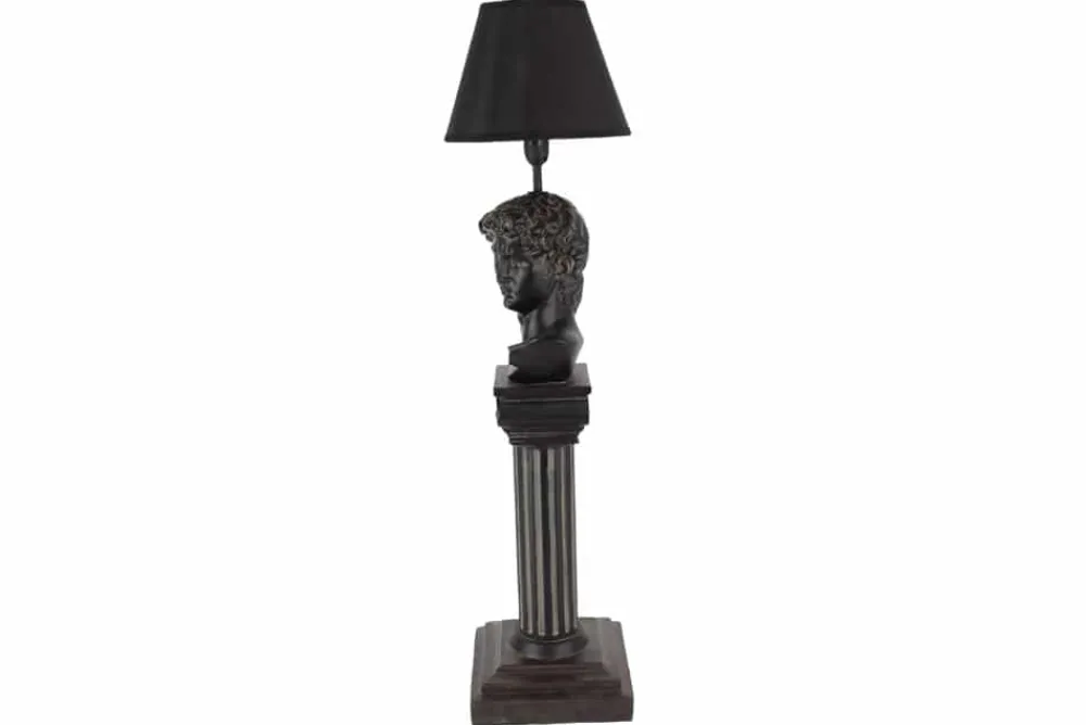 Riess-Ambiente Tischlampen > Handgefertigte Tischlampe DAVID 70cm schwarz mit Büste Stoffschirm
