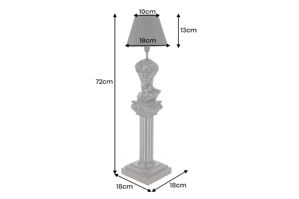 Riess-Ambiente Tischlampen > Handgefertigte Tischlampe DAVID 70cm schwarz mit Büste Stoffschirm