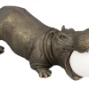 Riess-Ambiente Tischlampen > Handgefertigte Tischlampe HIPPO 45cm schwarz Nilpferd-Skulptur mit Lampenkugel