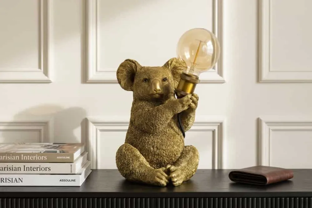 Riess-Ambiente Tischlampen > Handgefertigte Tischlampe KOALA 35cm gold Skulptur