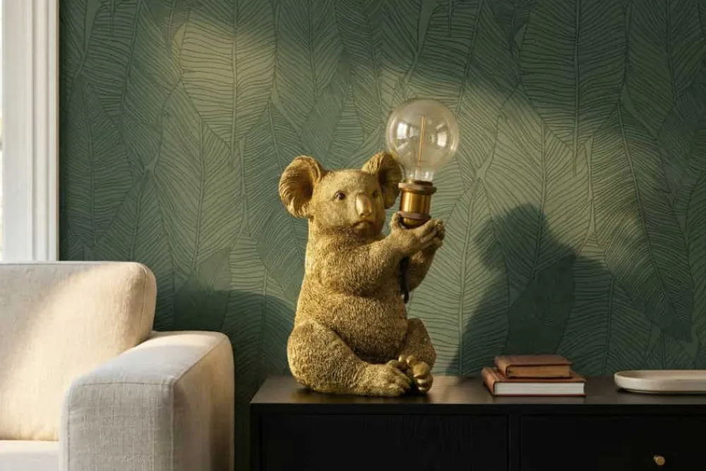 Riess-Ambiente Tischlampen > Handgefertigte Tischlampe KOALA 35cm gold Skulptur
