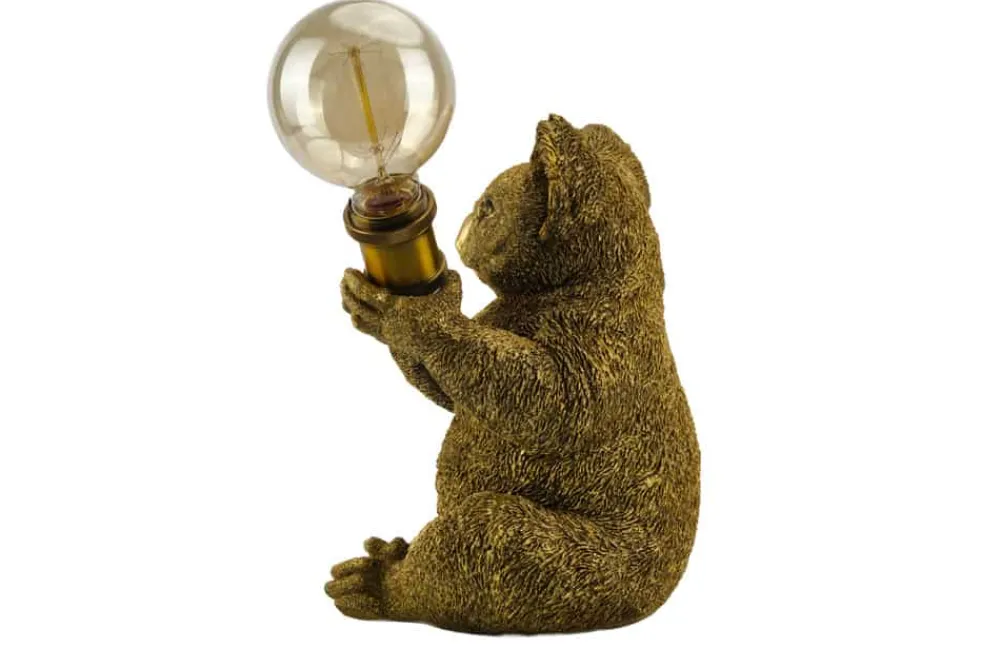 Riess-Ambiente Tischlampen > Handgefertigte Tischlampe KOALA 35cm gold Skulptur