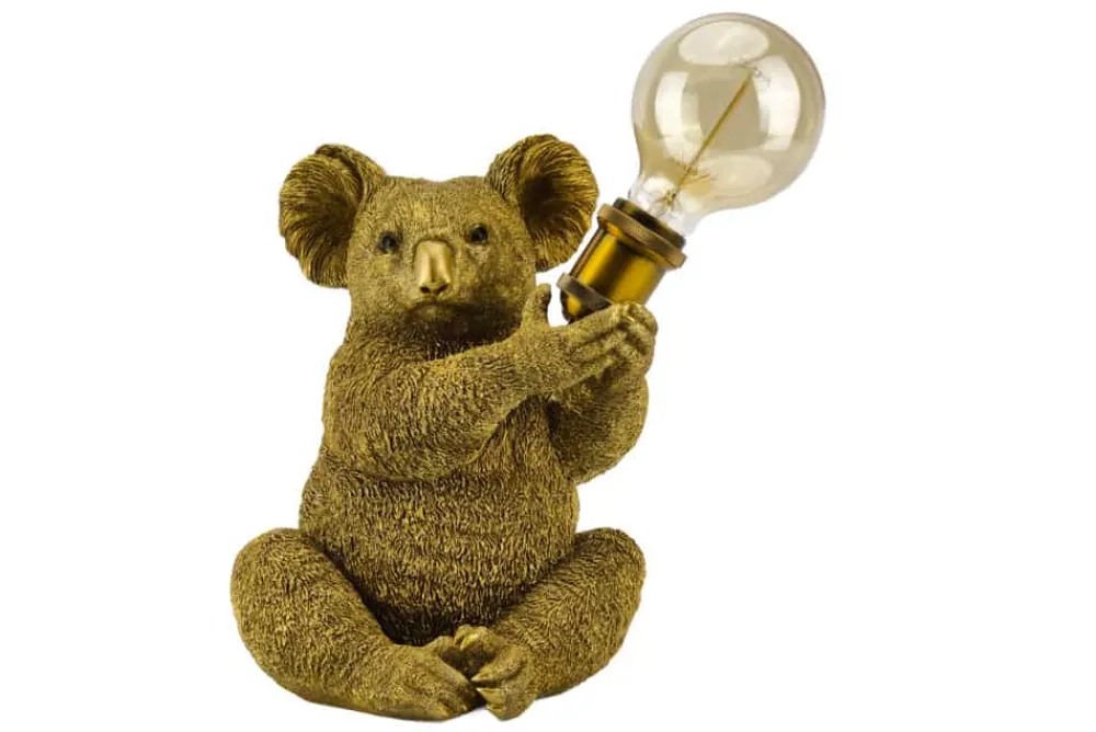 Riess-Ambiente Tischlampen > Handgefertigte Tischlampe KOALA 35cm gold Skulptur