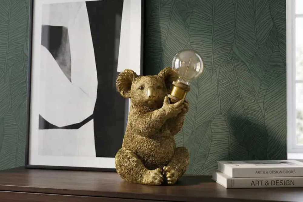 Riess-Ambiente Tischlampen > Handgefertigte Tischlampe KOALA 35cm gold Skulptur
