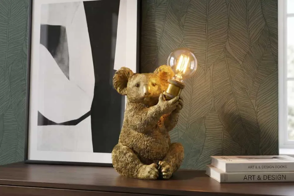 Riess-Ambiente Tischlampen > Handgefertigte Tischlampe KOALA 35cm gold Skulptur