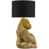Riess-Ambiente Tischlampen > Handgefertigte Tischlampe KING APE 55cm gold schwarzer Stoffschirm Gorilla-Skulptur