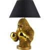 Riess-Ambiente Tischlampen > Handgefertigte Tischlampe KING APE 55cm schwarz gold Stoffschirm Affen-Skulptur