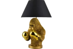 Riess-Ambiente Tischlampen > Handgefertigte Tischlampe KING APE 55cm schwarz gold Stoffschirm Affen-Skulptur