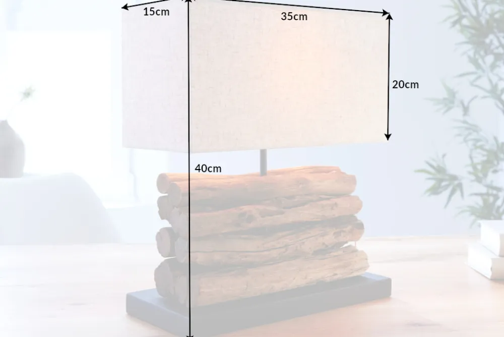 Riess-Ambiente Mehr...|Mehr... > Handgefertigte Tischlampe PERIFERE 40cm beige Treibholz Leinenschirm