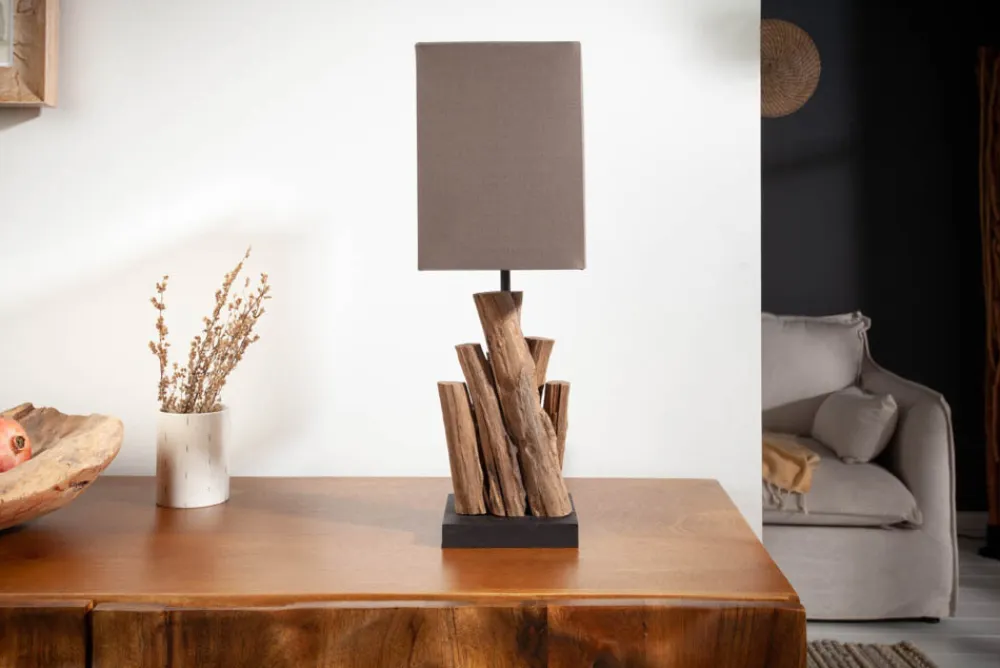 Riess-Ambiente Mehr...|Mehr... > Handgefertigte Tischlampe PURE NATURE 45cm Eisenholz mit Baumwollschirm