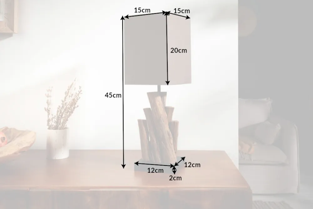 Riess-Ambiente Mehr...|Mehr... > Handgefertigte Tischlampe PURE NATURE 45cm Eisenholz mit Baumwollschirm